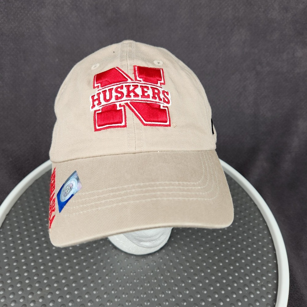 Nebraska Cornhuskers Hat Strap Back Mens One Size Beige NCAA Football Russell